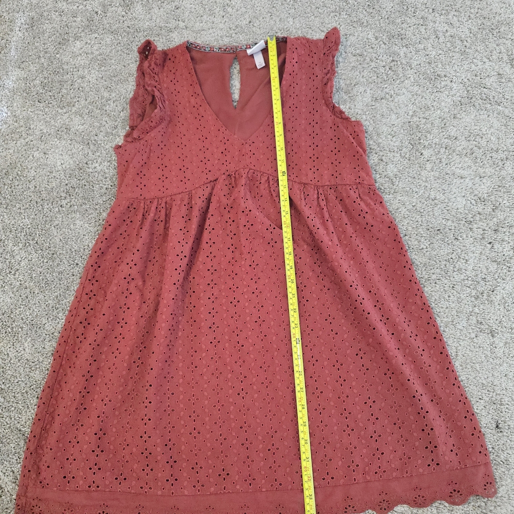 Knox Rose Women's Mini Dress in Burnt Orange Eyelet Lace